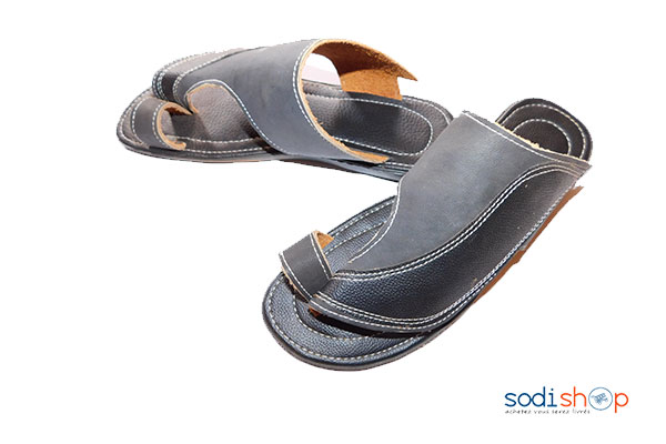 Chaussure pour homme Sandale en cuire noir – Image 4