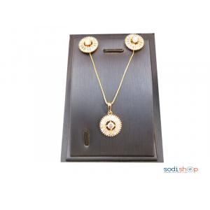 Ensemble Bijoux doré en pierre strase en plaque or : Collier + Boucle d’oreille