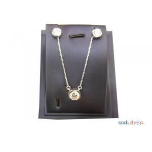 Ensemble bijoux argenté annaux pierre blanc -collier - boucle d'oreille