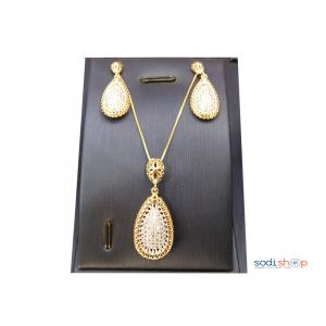 Ensemble Bijoux annaux doré strase en plaque or