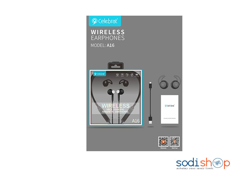 Écouteurs Earphone Bluetooth pour Sport Intra-Auriculaires Anti-Bruit Celebrat A16 – Image 2