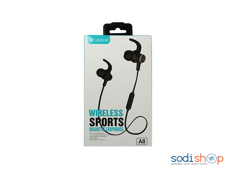 Écouteurs Earphone Bluetooth pour Sport Intra-Auriculaires Anti-Bruit Celebrat A8