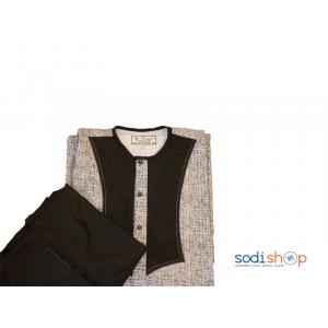 Sodifini - Ensemble pour Homme style Africain blanc sale Marron - MJ0021