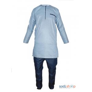 Sodifini - Habit pour Homme Ensemble Tissu Africain de haute qualité - 2 tons Manches longues - Sodi0022