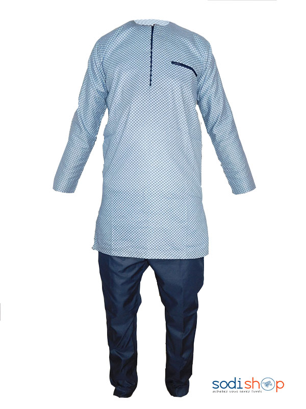 Sodifini - Habit pour Homme Ensemble Tissu Africain de haute qualité - 2 tons Manches longues - Sodi0022