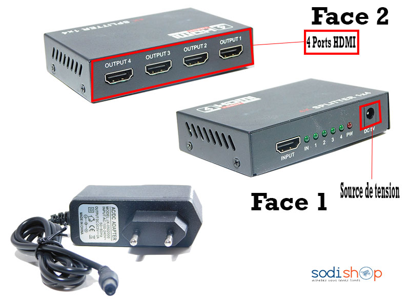 Splitter ou Distributeur HDMI 4 Ports Full HD – Image 2