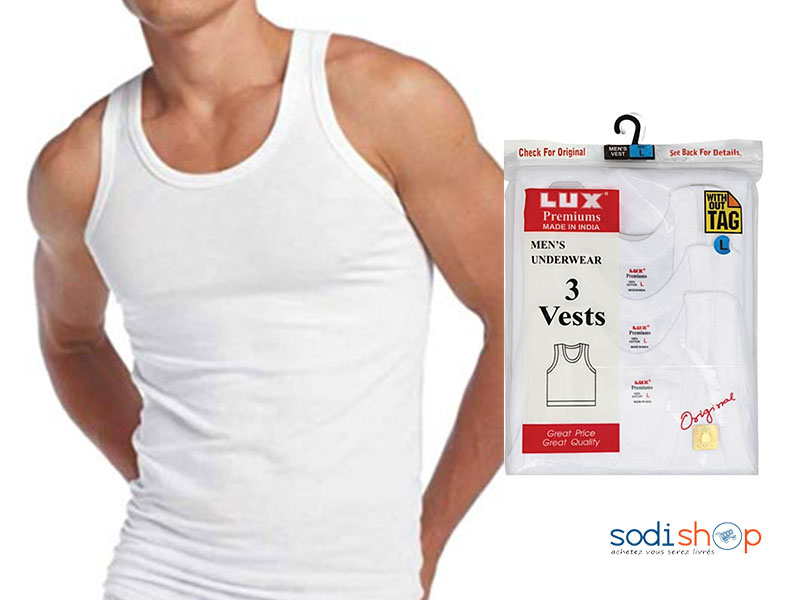 Débardeur en coton 3 pièces pour homme Taille L