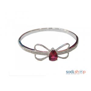 Bracelet nœud Argenté en pierre rose