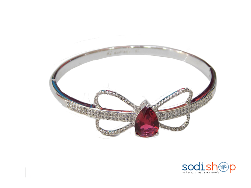 Bracelet nœud Argenté en pierre rose