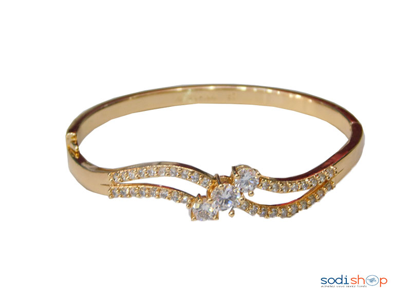 Bracelet Pour Femme doré +pierre blanc Simple – Image 2