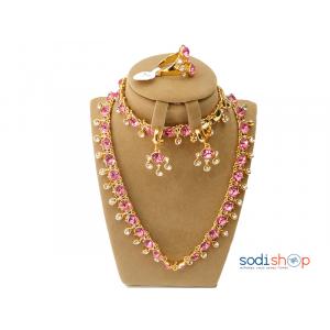 Ensemble de Bijoux en Perle +2 Boucle +Bracelet+Bague -plaqué or