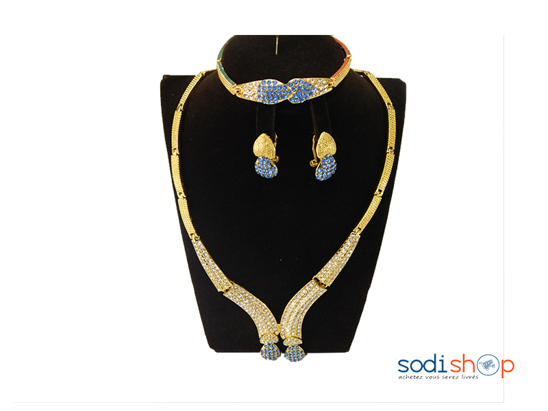 Ensemble de Bijoux luxe +2 boucle d’oreille - Bracelet -plaqué or – Image 2
