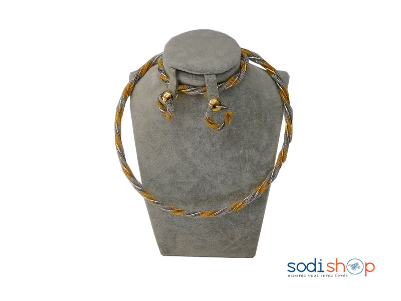 Ensemble Bijoux Argent + Doré +2 boucle plaqué Or – Image 3