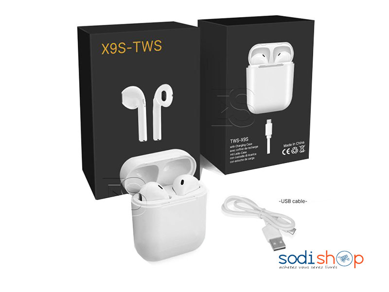 Ecouteurs Airpod x9S TWS Sans fil Bluetooth Intra-Auriculaire Haute Qualité pour Apple iOS et Android