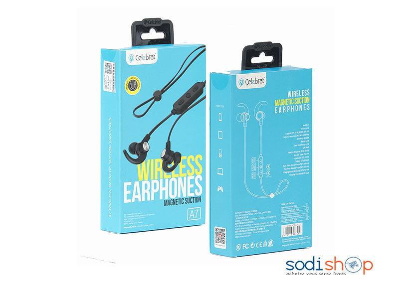 Ecouteur Earphone Bluetooth Celebrat A7 avec bases et haute qualité sonore Sodi00H – Image 3