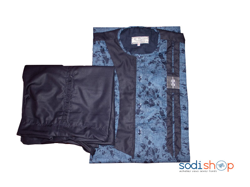 Sodifini - Ensemble pour Homme style Africain - bleue marine MJ0021