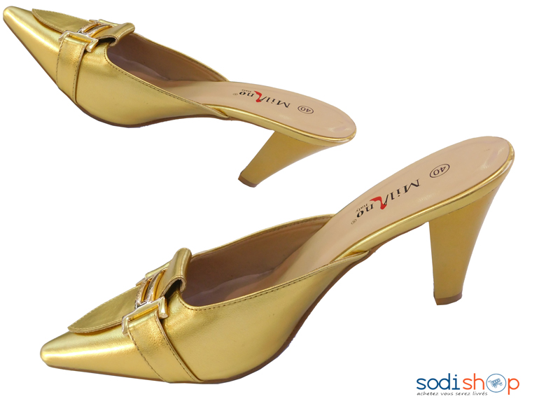 Escarpins à Talon Couleur Dorée Pour femme Milano 1807- MI0023