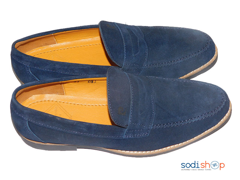 Mocassins Plates Pour Homme Couleur Bleue Foncé PL0034