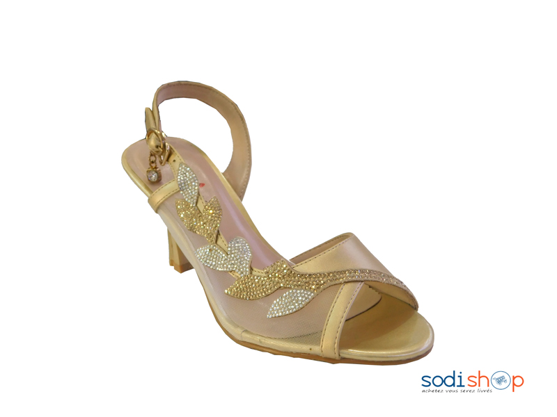 Sandale à Talon Pour Femme Milano Doré 610-1-MI0023 – Image 2