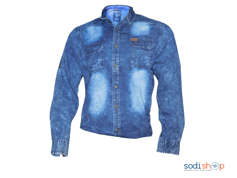 Chemise bleue en jean pour homme PL0034