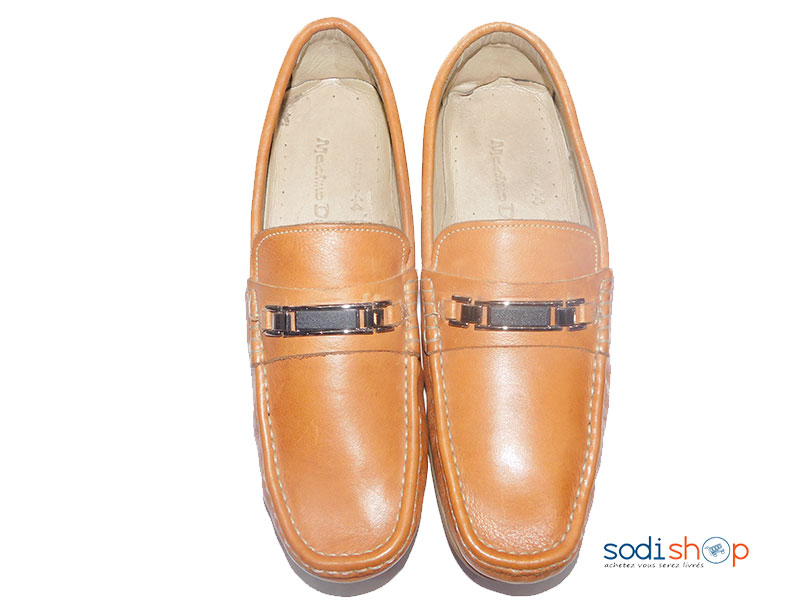 Mocassin en Cuir Couleur Marron Claire Pour Homme- PL0034