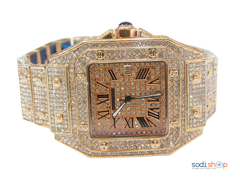 Montre Cartier, jaune or, brillant et acier. DI0026