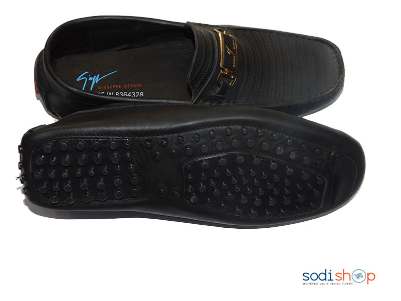 Mocassin en Cuir Noire Giuseppe Design 45W8364328 PL0034
