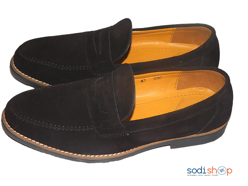 Chaussure Mocassins Pour Homme en Dain Couleur Noire PL0034