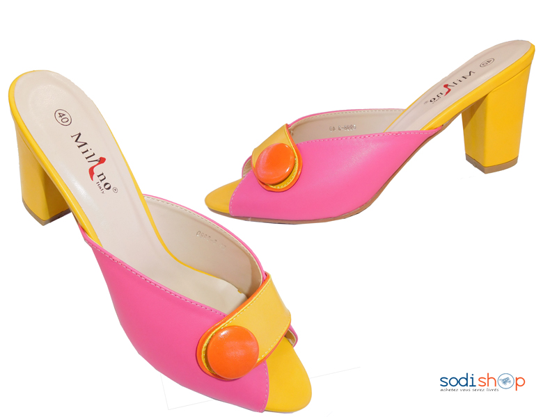 Sandale à Talon pour Femme jaune-rose Milano 0998-3-MI0023