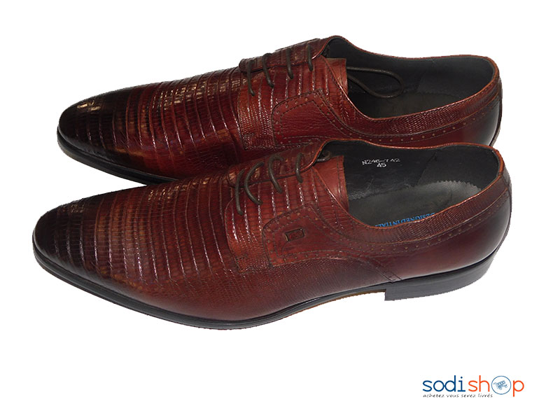 Soulier en Cuir pour Homme Couleur Rouge-Noire MeideFan PL0034