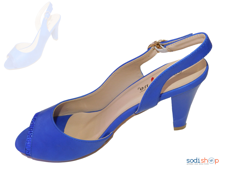 Sandale à talon bout ouvert pour femme couleur Bleue Milano 1810-MI0023