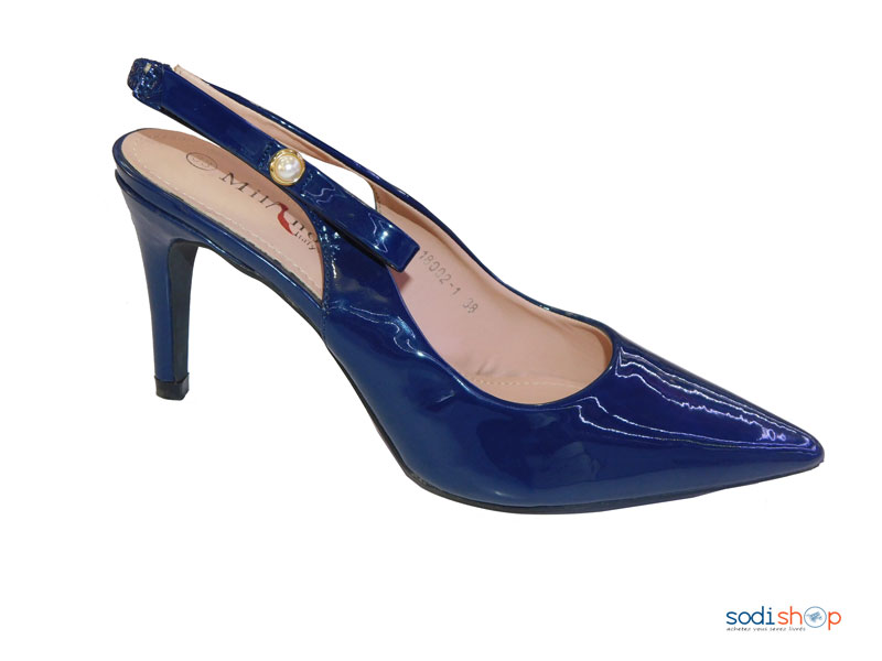 Escarpins à Talon vernissée Pour Femme Milano Couleur Bleue 18002-1-MI0023 – Image 2