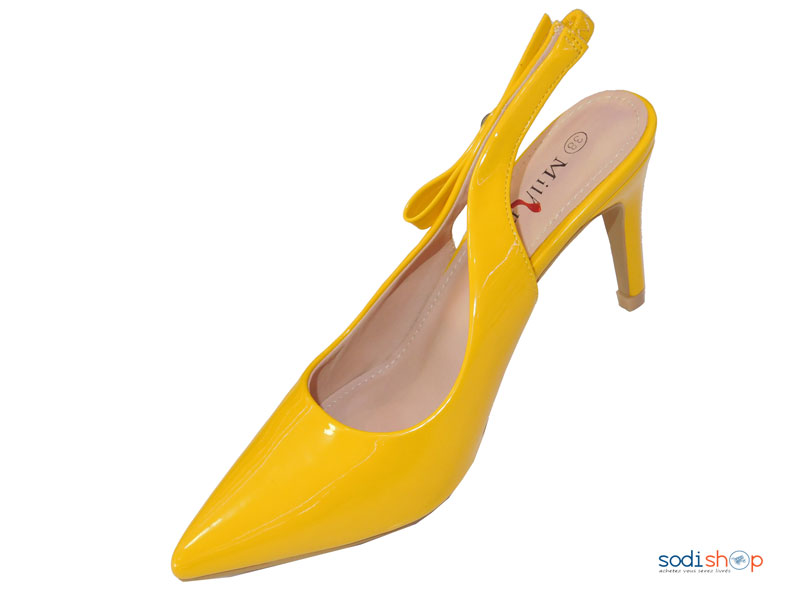 Escarpins Vernissée à Talon Pour Femme Milano Couleur Jaune 18002-1-MI0023 – Image 3