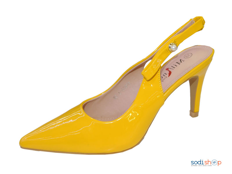 Escarpins Vernissée à Talon Pour Femme Milano Couleur Jaune 18002-1-MI0023 – Image 2