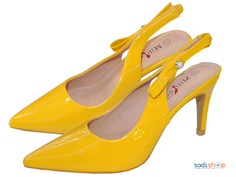 Escarpins Vernissée à Talon Pour Femme Milano Couleur Jaune 18002-1-MI0023
