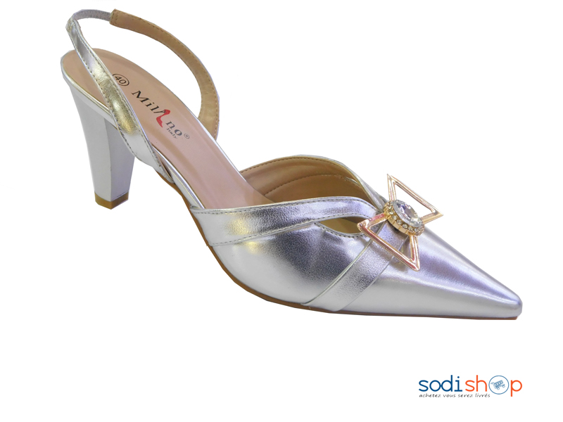 Escarpins Argenté à talon pour Femme Milano 1805-MI0023 – Image 2