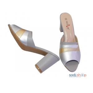 Sandale Argenté à talon pour Femme Milano 0998-2-MI0023