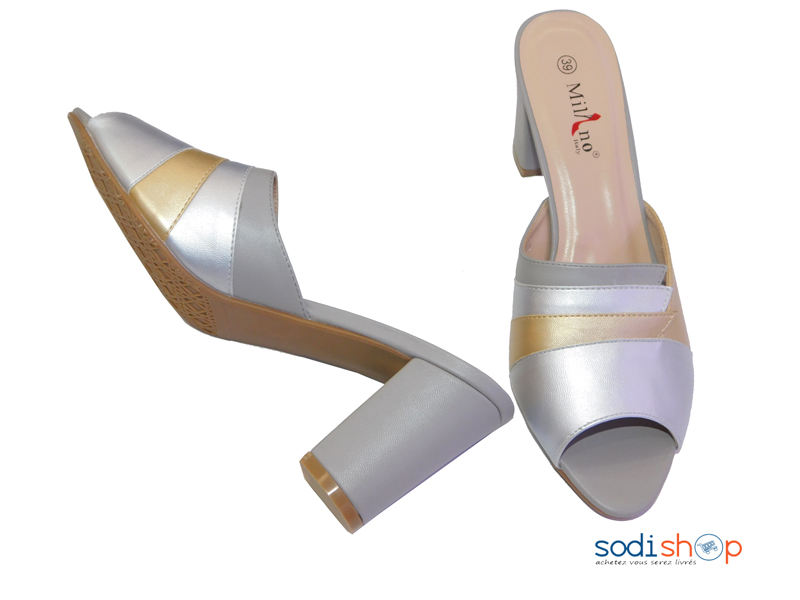 Sandale Argenté à talon pour Femme Milano 0998-2-MI0023