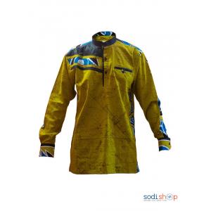 Chemise homme jaune Vert-Noir en tissu antique taille L MJ0022