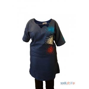 Ensemble Bleue Noire + Motif femme Style Africain MJ0021