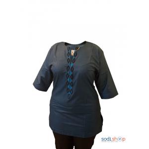 Ensemble Bleue Noir +Motifs Broderie femme style Africain MJ0021