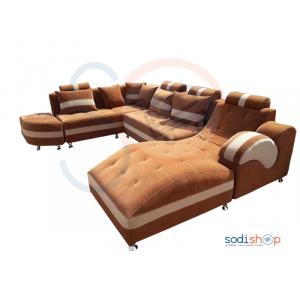 Ensemble de Salon Complet Fauteuil Bicolore Marron-Blanc