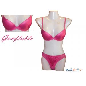 Ensemble  Soutien-Gorge + Petite Culotte en Satin  Couleur Rose