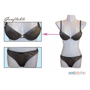 Ensemble  Soutien-Gorge + Petite Culotte en Dentelle Couleur Noire