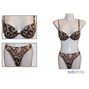 Ensemble  Soutien-Gorge + Maillot en Tuile Imprimé  Couleur Marron