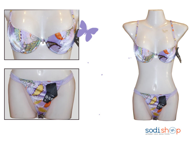 Ensemble Soutien-Gorge + Maillot en Satin Couleur Violette