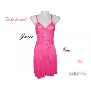 Nuisette Robe de Nuit à Dentelle Couleur Rose