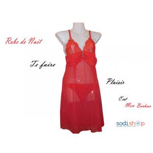 Nuisette Robe de Nuit à Dentelle à Deux Pièces Couleur Rouge