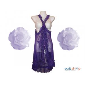Nuisette Robe de Nuit à Tuile Deux Pièces Couleur Violette