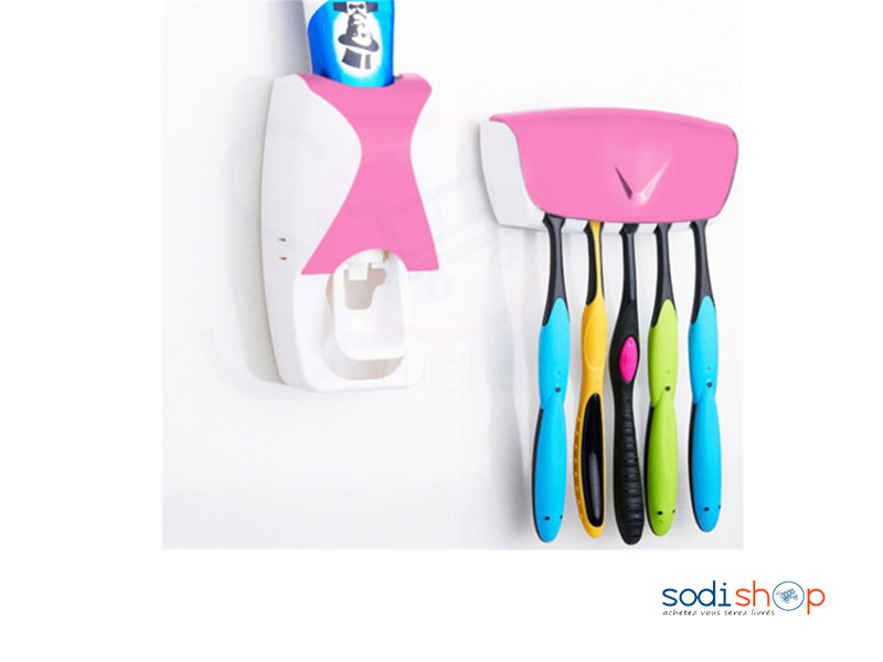 Support Brosse à Dents 5 Porte pour Famille Ventouse Plastique et Distributeur de Dentifrice - AS0036 – Image 3